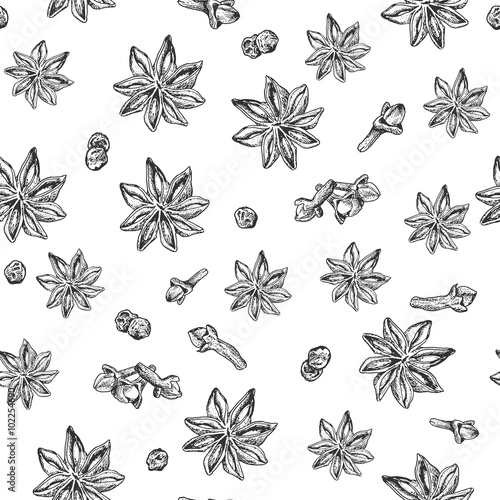 Seamless seasoning pattern with star anise and other condiment