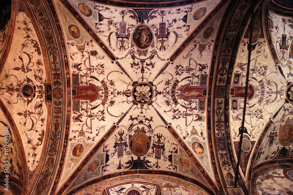 Medieval ceiling fresco in the Palazzo Vecchio, Florence, Italy Medieval ceiling fresco in the Palazzo Vecchio, Florence, Italy