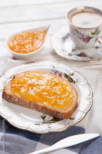 Slices of bread with jam