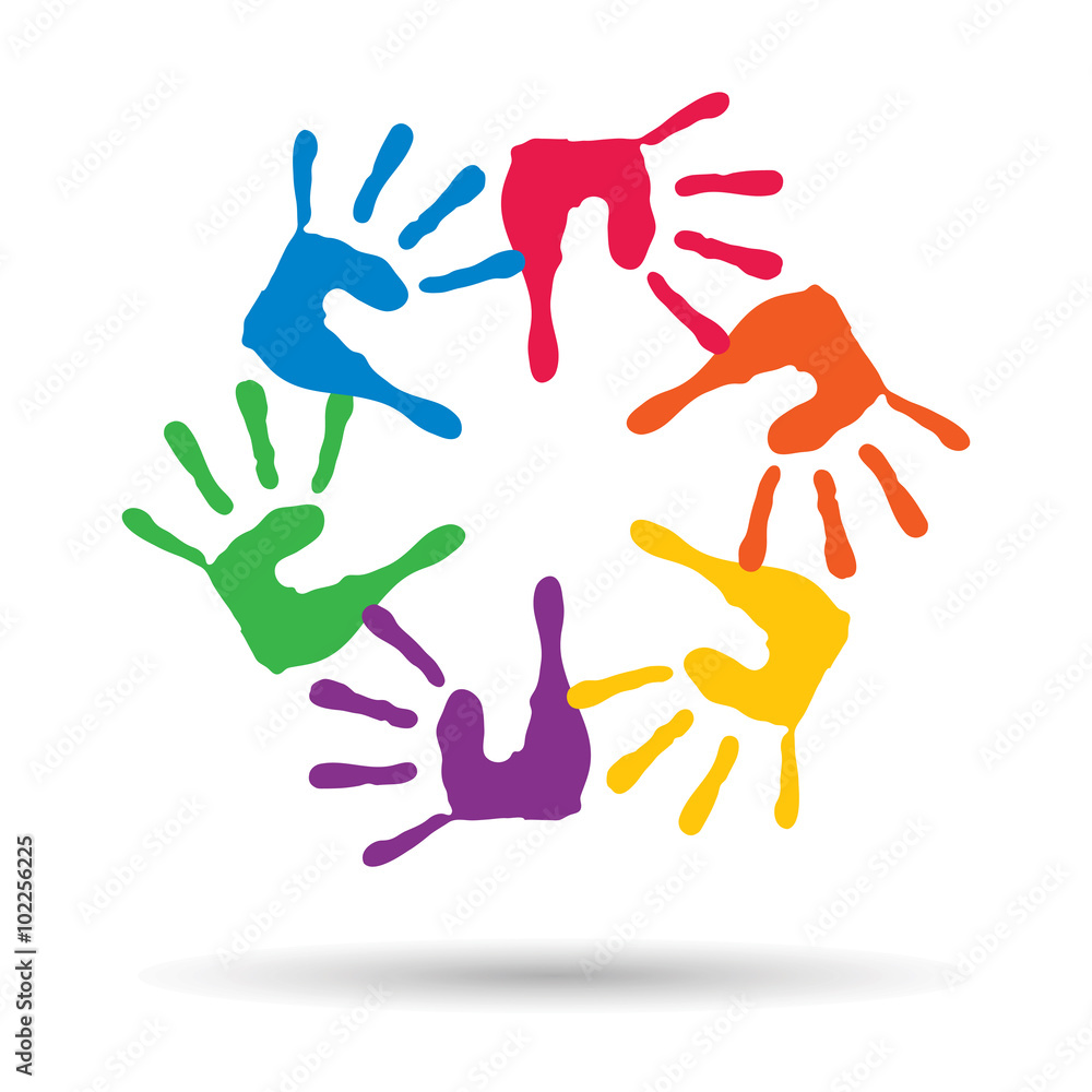 Vector conceptual children painted hand print isolated Vector conceptual children painted hand print isolated