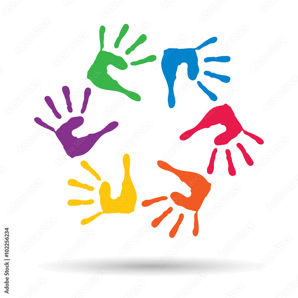 Vector conceptual children painted hand print isolated Vector conceptual children painted hand print isolated