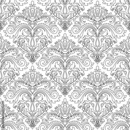 Oriental classic pattern with black outline. Seamless abstract background