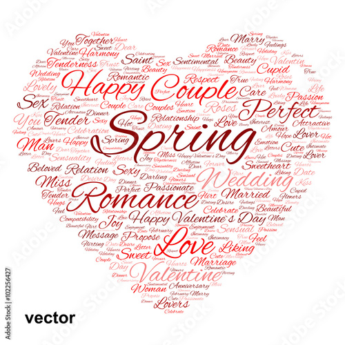 Vector conceptual Valentine heart word cloud