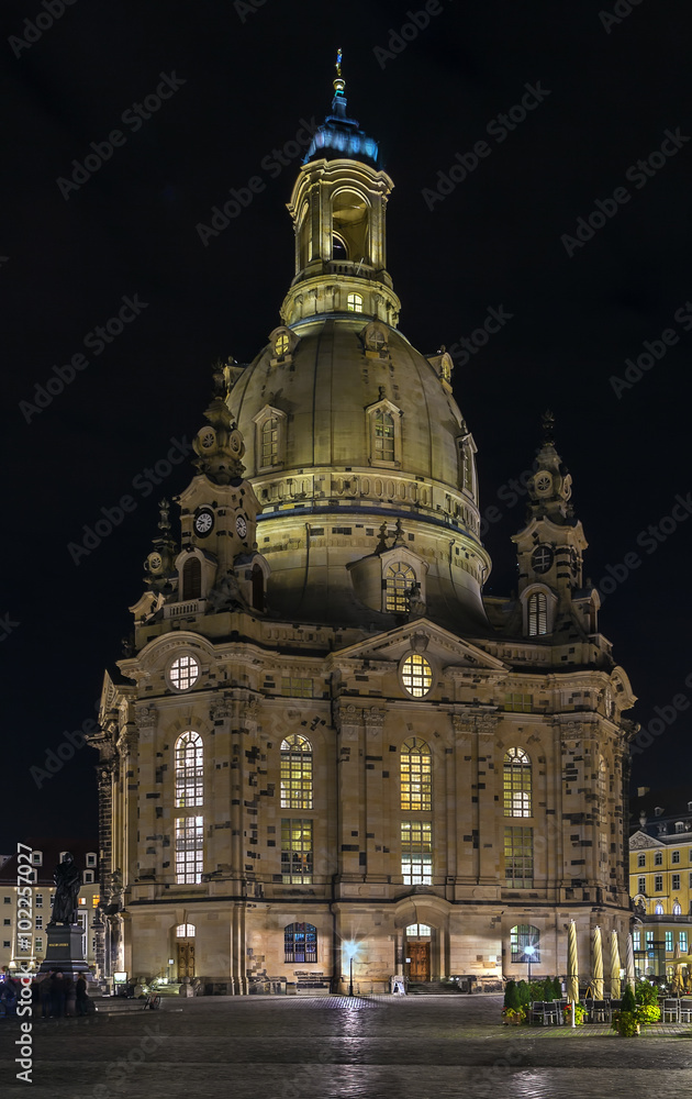 Dresden Frauenkirche at night, Germany