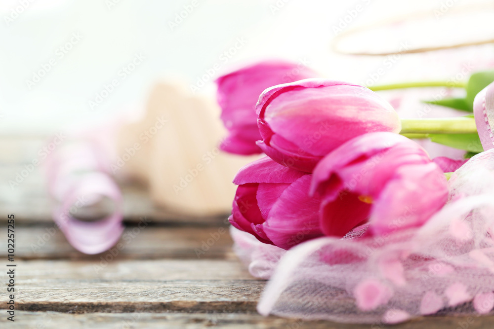 Beautiful romantic composition with flowers. St. Valentines Day background