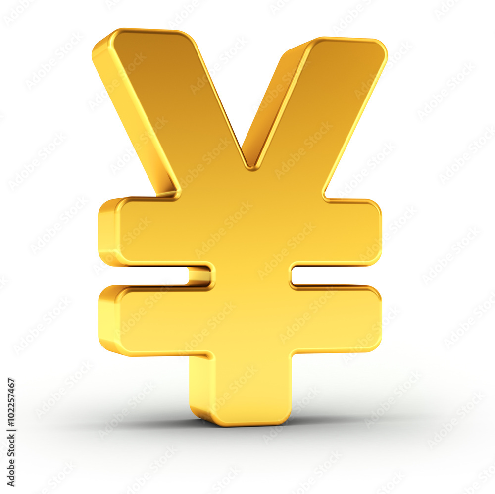 The Yen symbol as a polished golden object with clipping path The Yen symbol as a polished golden object with clipping path