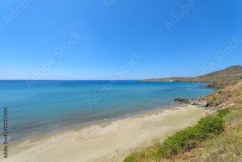 The aegean sea in one of the most beautiful beaches in Mykonos,