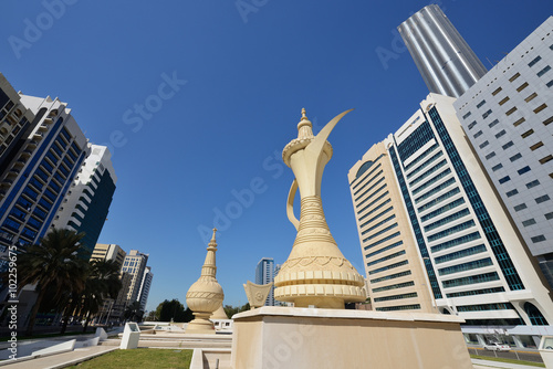 Monuments of Ittihad Square in Abu Dhabi