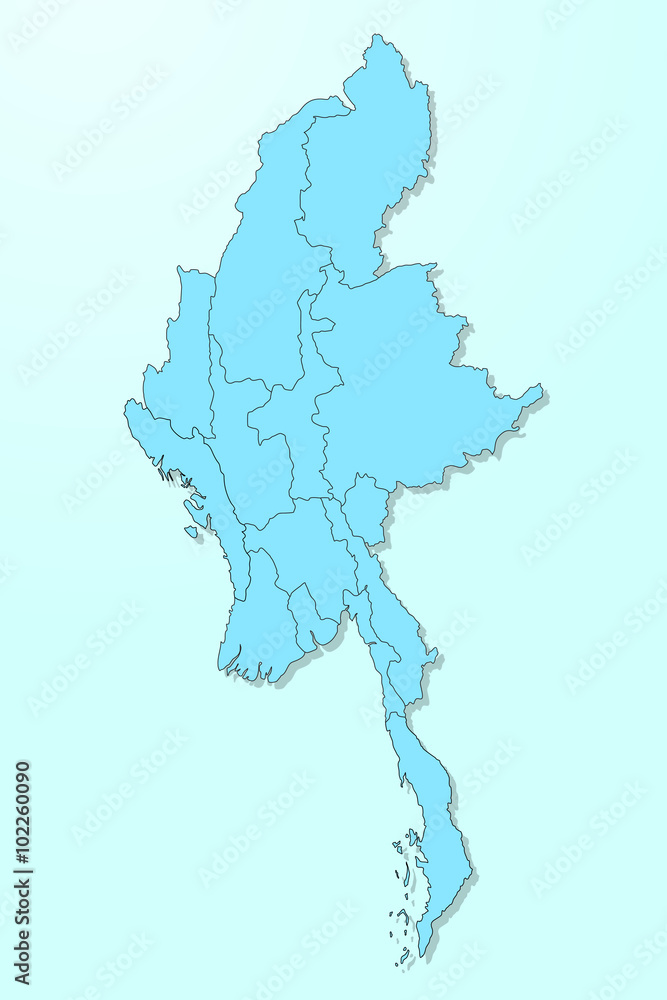 Myanmar map on blue degraded background vector