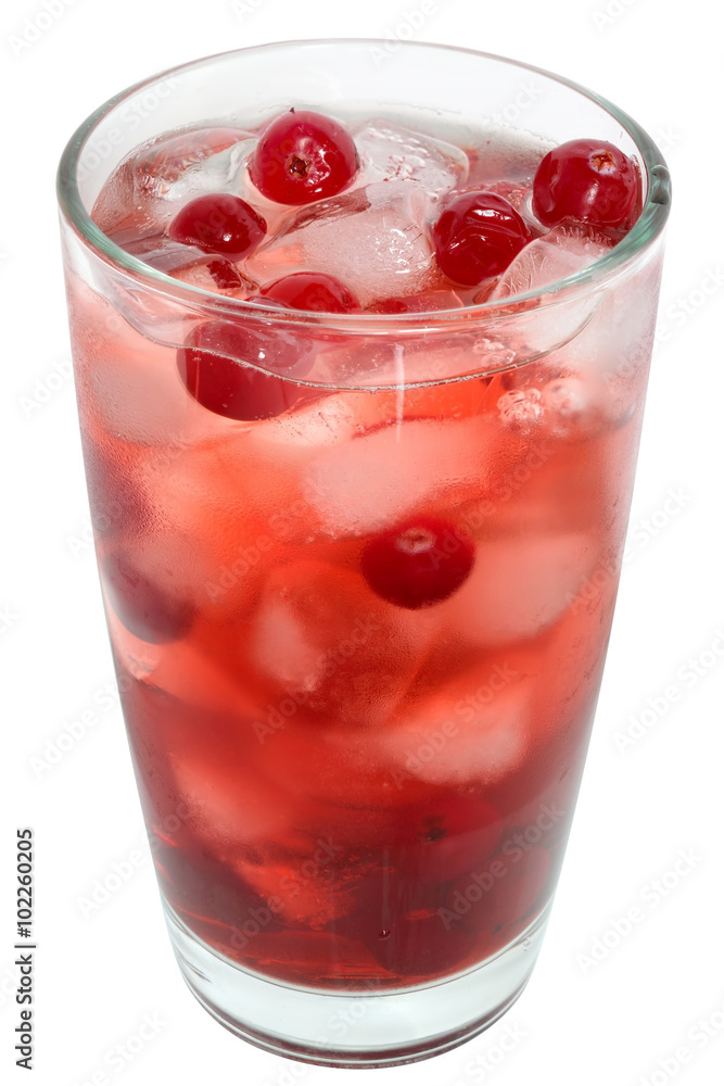 Cocktail with cranberry juice and ice cubes Cocktail with cranberry juice and ice cubes