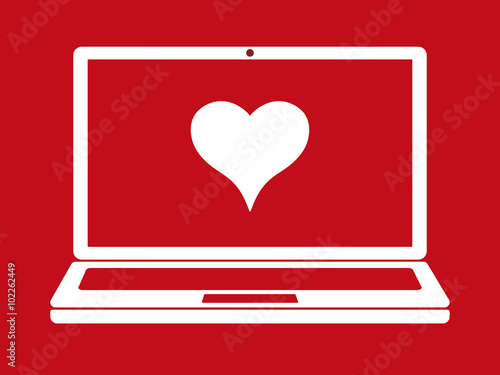 Laptop and Heart Vector.
