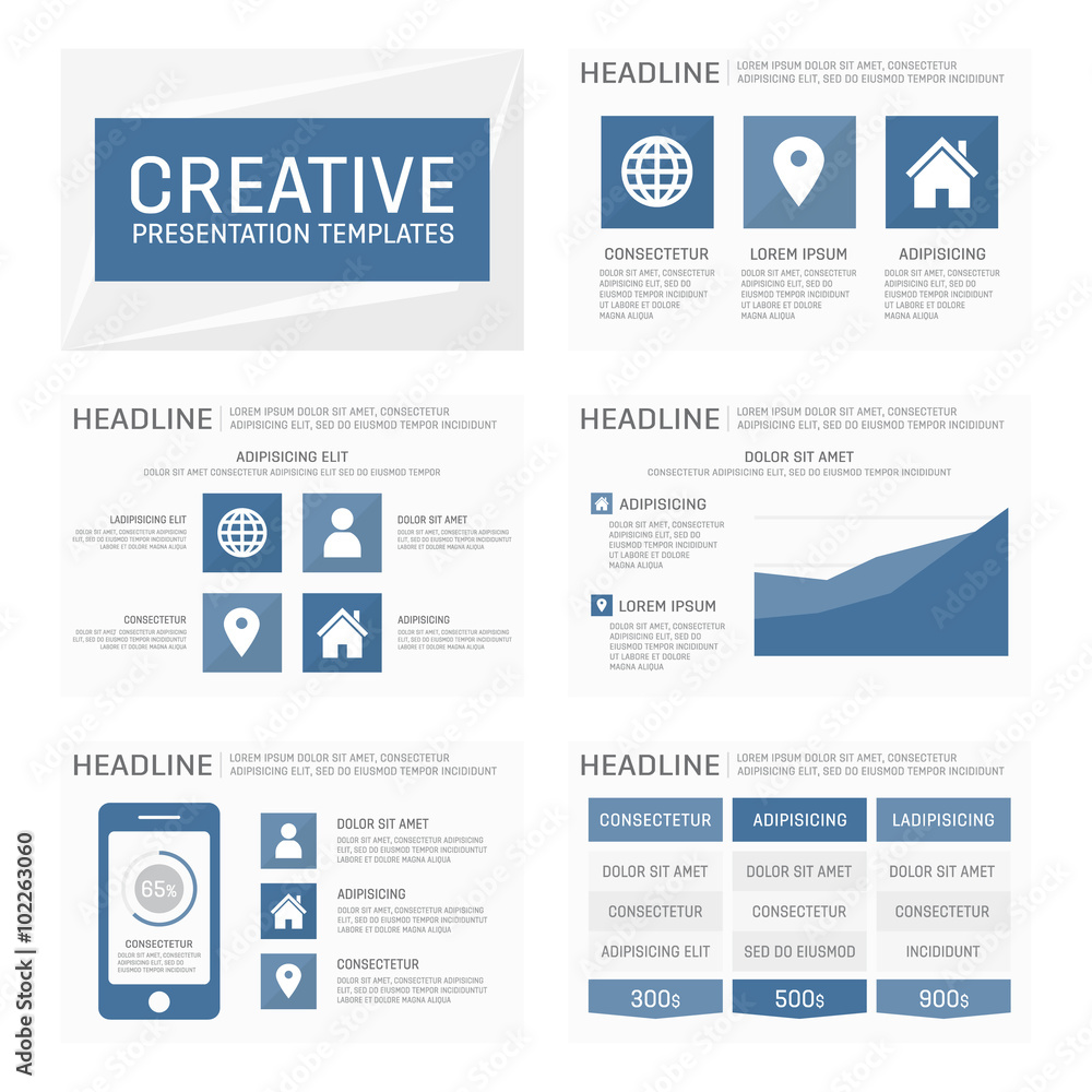 Vector template for multipurpose presentation slides with graphs and ...
