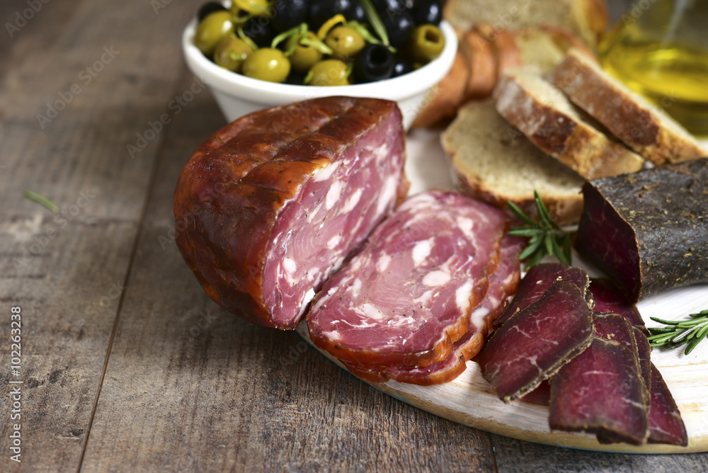 Assortment of italian antipasti . Assortment of italian antipasti .