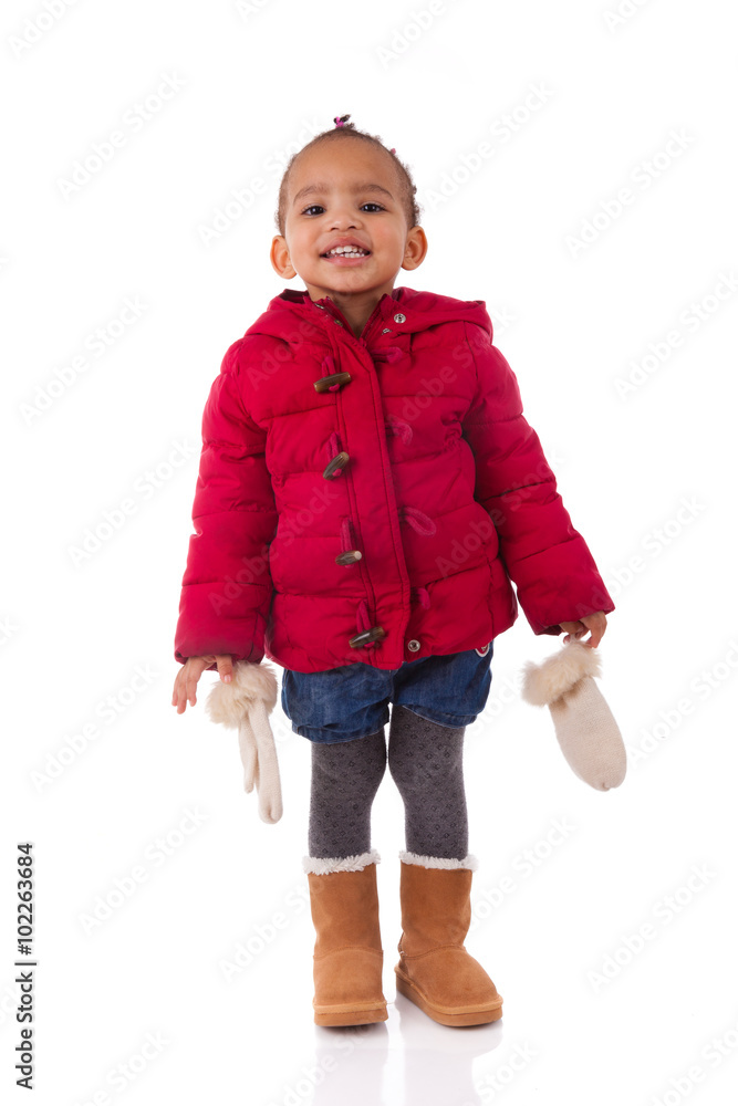 Portrait of little African American little girl isolated other w Portrait of little African American little girl isolated other w