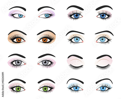Set of female eyes and brows image 