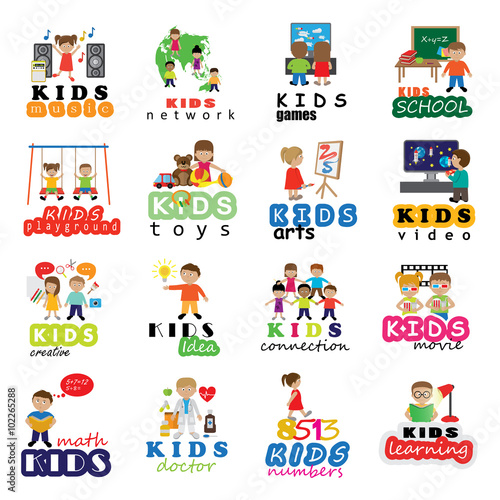 Children Icons Set - Vector Illustration  Graphic Design. Collection Of Color Icons  For Web  Websites  Print  Presentation Templates  Mobile Applications And Promotional Materials