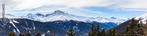Panorama view of the Alps above Davos in Winter © Peter Stein
