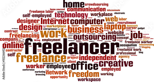 Freelancer word cloud concept. Vector illustration