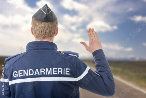 French policeman on the roadside photo