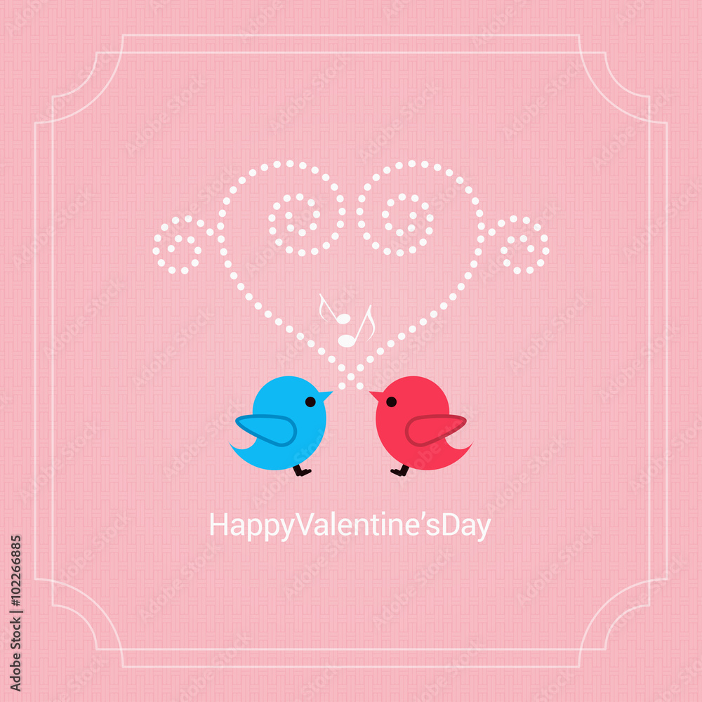 Valentines day card with birds vector background