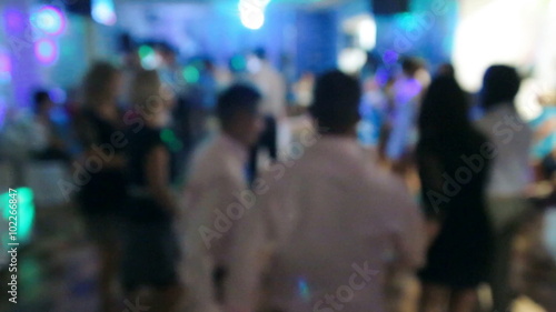 Wallpaper Mural Many people guests dancing at the festive dance floor with colorful lights disco Torontodigital.ca