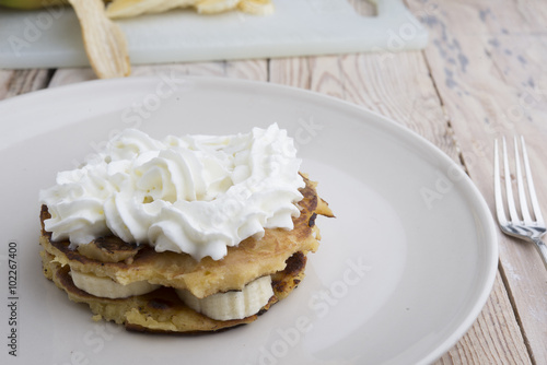 Pancake with Banana and cream