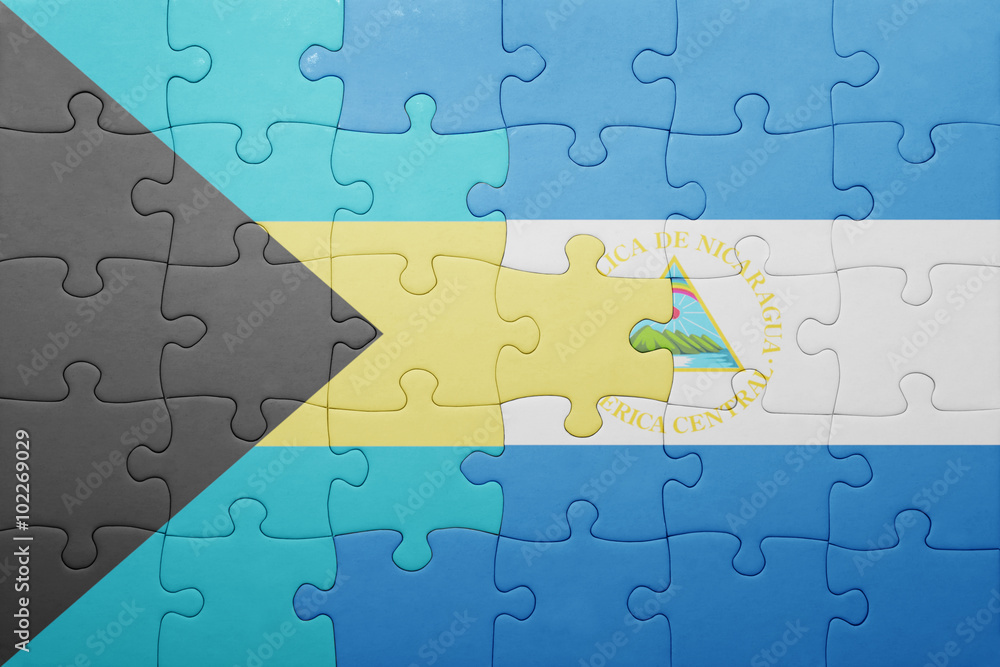 puzzle with the national flag of nicaragua and bahamas puzzle with the national flag of nicaragua and bahamas