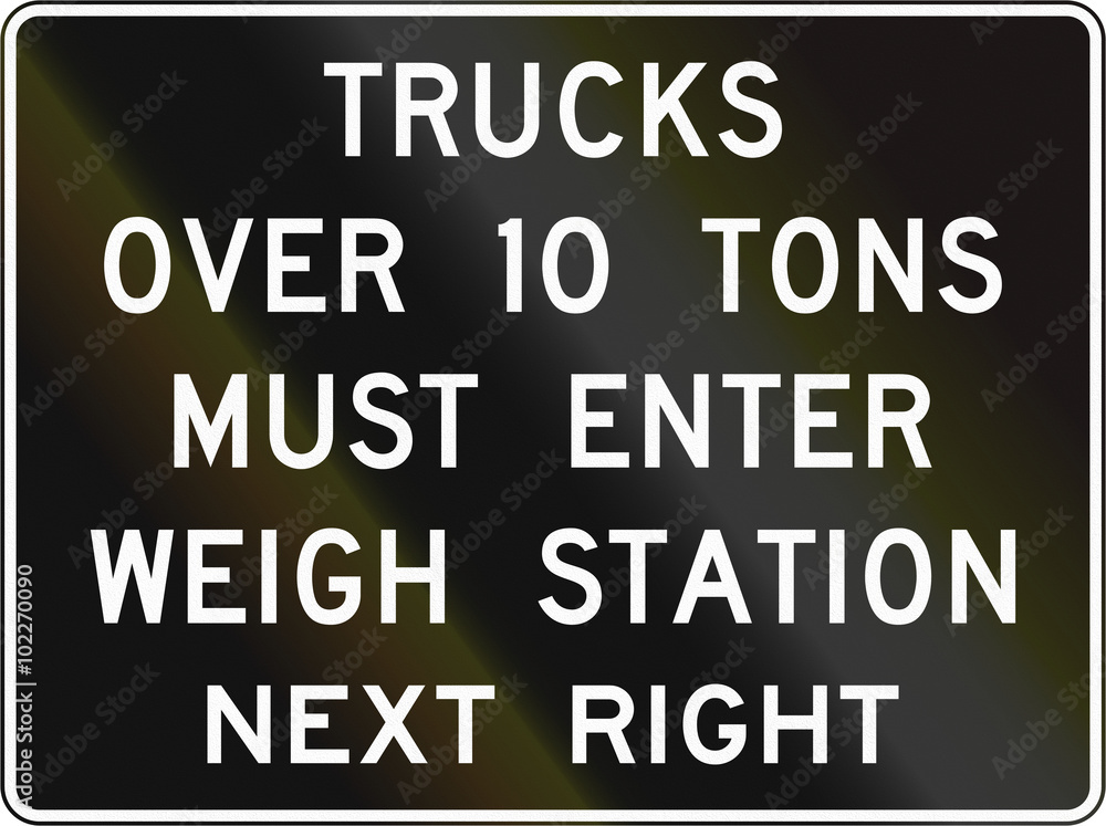 United States MUTCD road sign - Trucks must enter weigh station
