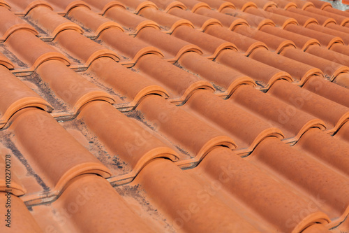 Closeup of the red clay tiles
