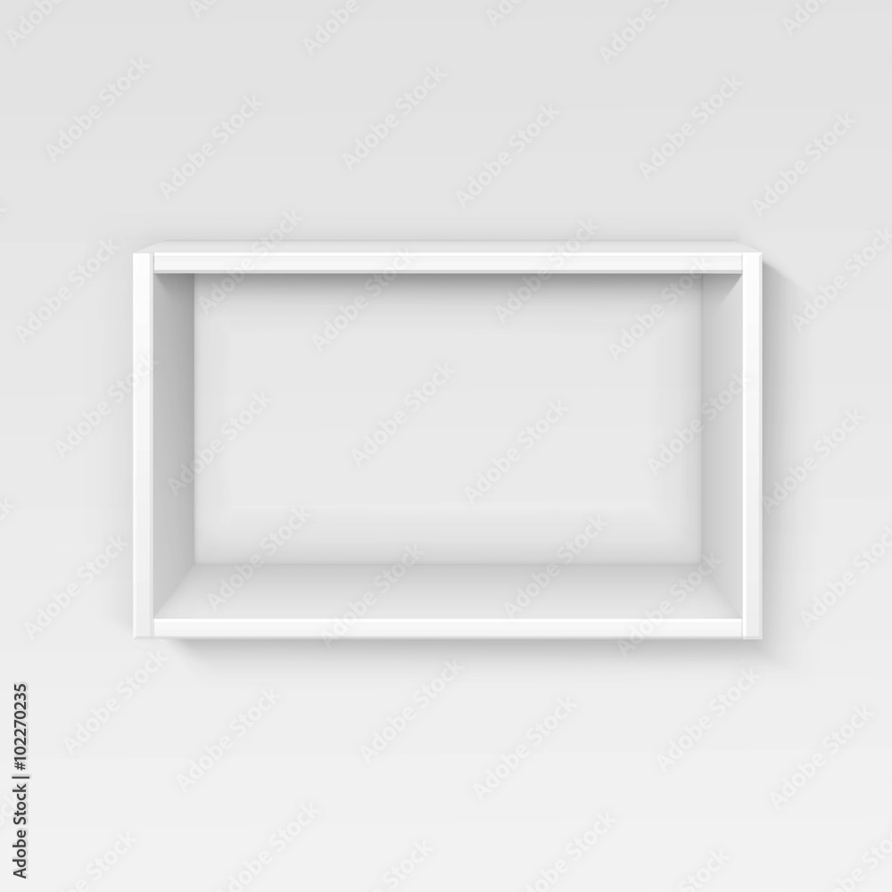 Vector White Empty Shelf Shelves Isolated on Wall Background Vector White Empty Shelf Shelves Isolated on Wall Background