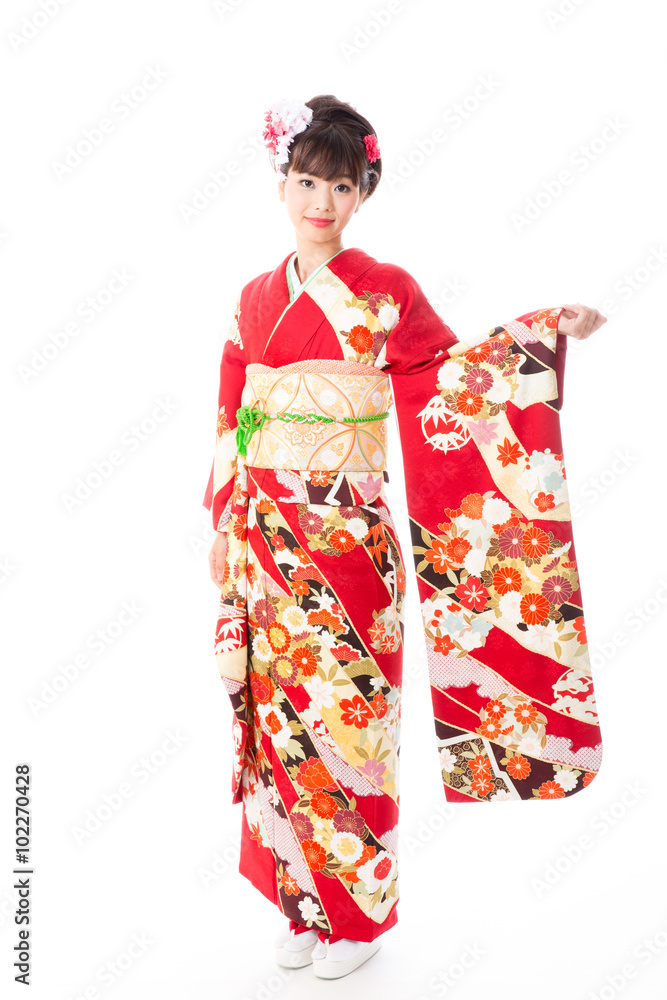 attractive asian woman wearing kimono isolated on white background attractive asian woman wearing kimono isolated on white background