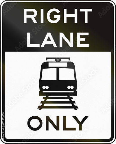 United States MUTCD road sign - Right lane only