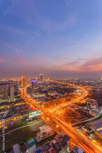 Bangkok Cityscape, Business district with high building at dusk © Southtownboy Studio