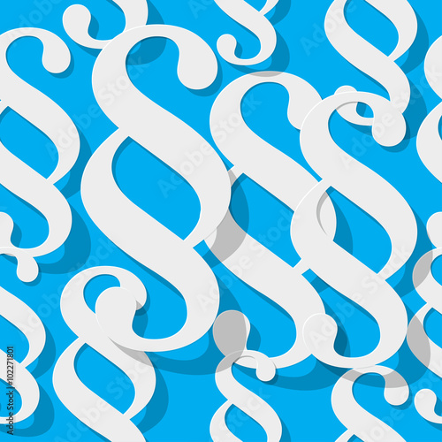 Paragraph paper symbols seamless Pattern with Shadows on a blue background.