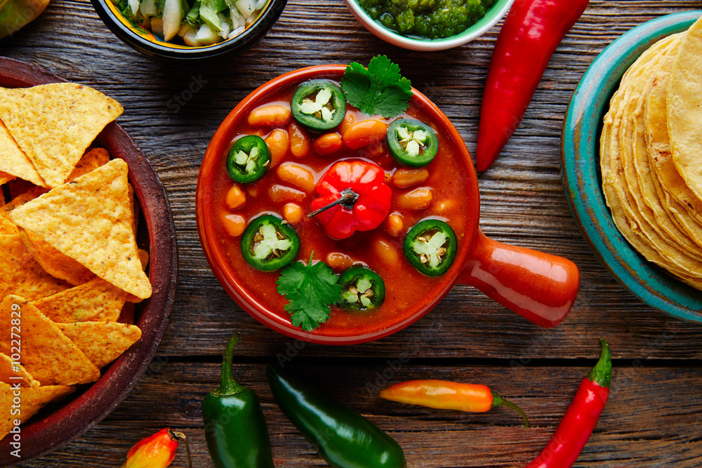 Frijoles charros mexican beans with chili peppers Frijoles charros mexican beans with chili peppers