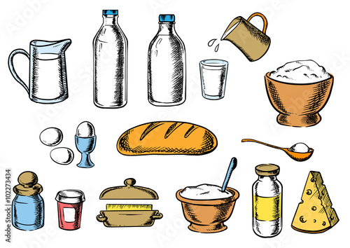 Bakery, cheese and dough ingredients