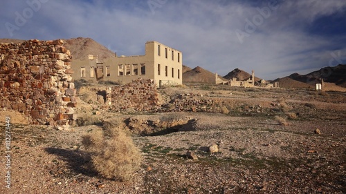 Ruins of the Rhyolite ghost town near Death Valley photo