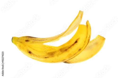 Banana peel on white