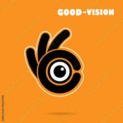 Creative hand icon abstract logo design vector template.Vison si