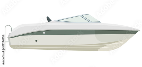 Green small motorboat