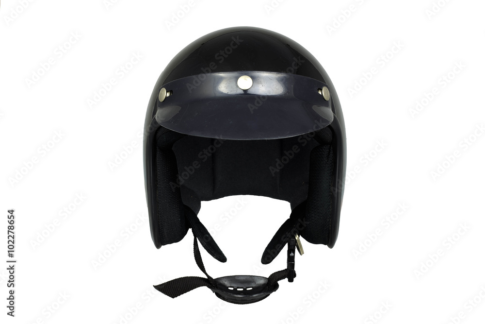 Fototapeta premium Black motorbike classic helmet isolated on white