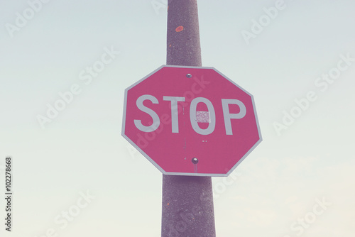 Red stop sign in residentia...