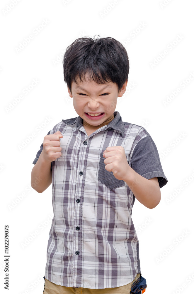 Aggressive boy over white background Aggressive boy over white background