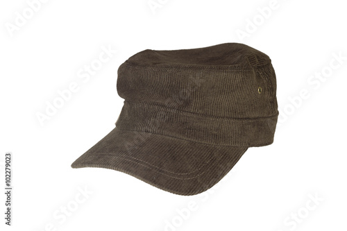 Brown corduroy cap isolated on white