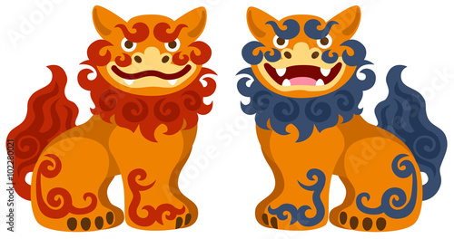 シーサー（赤・青）