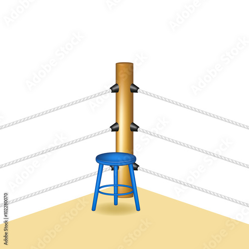 Boxing corner with blue wooden stool