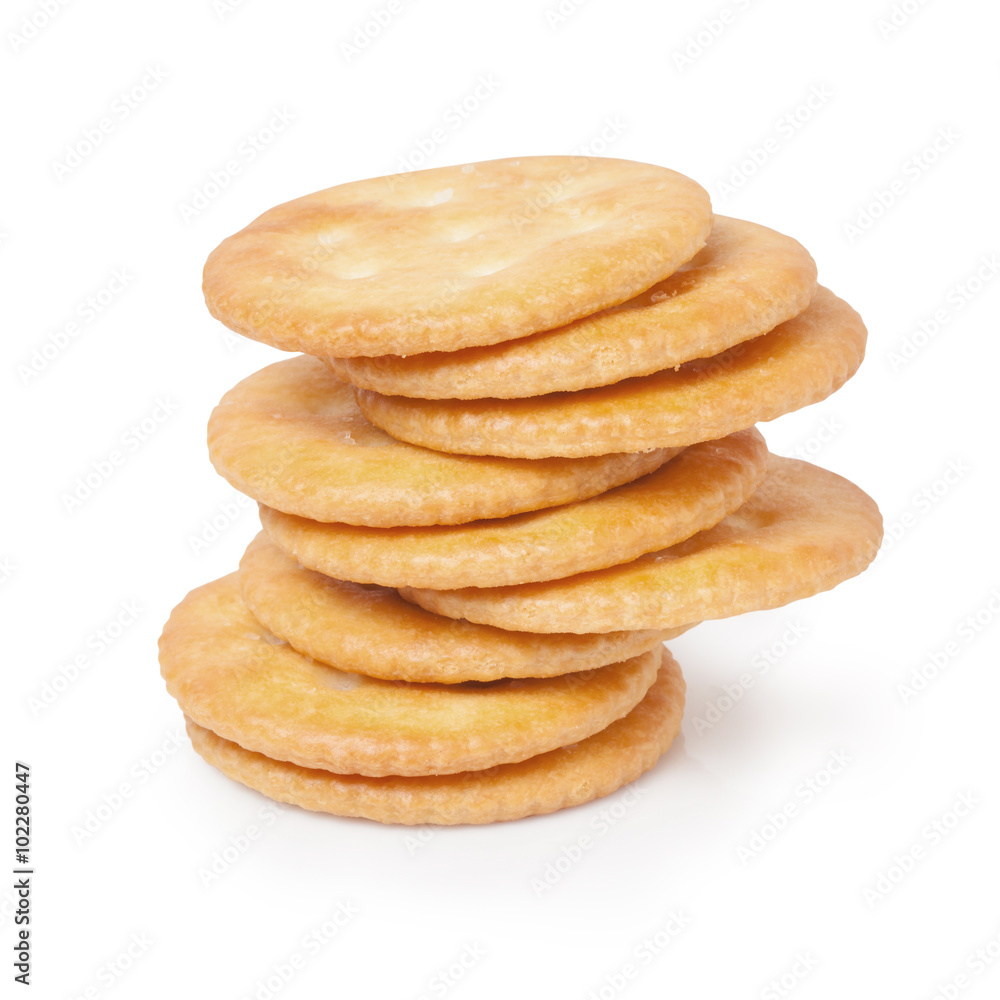 Biscuits - A stack of delicious wheat round biscuits isolated on white background Biscuits - A stack of delicious wheat round biscuits isolated on white background