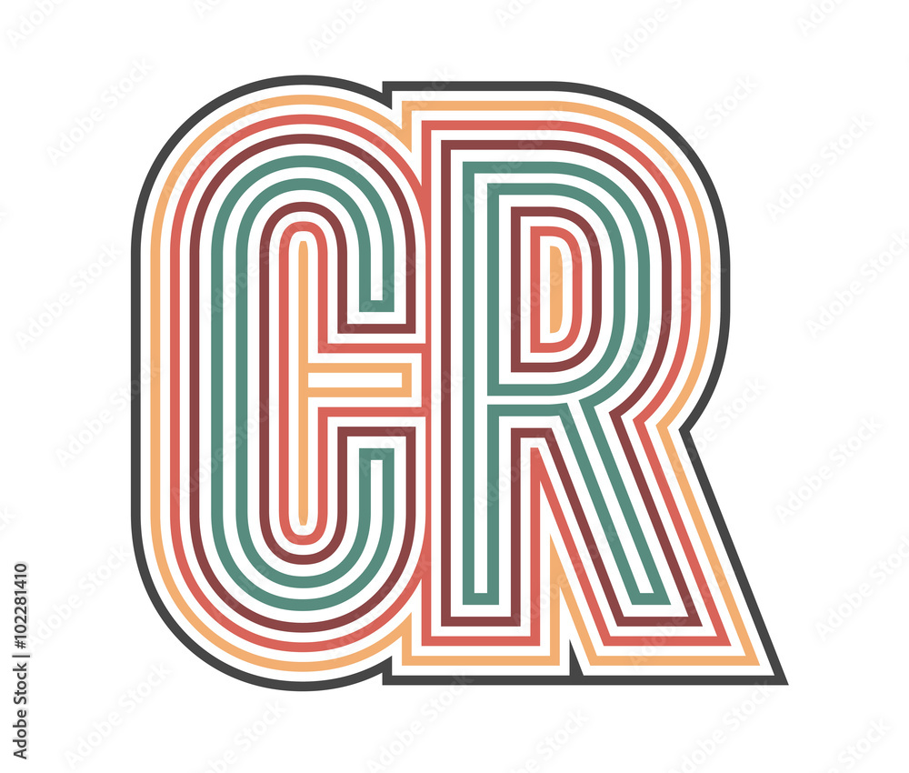 CR Initial Retro Logo company Outline. vector identity