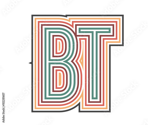 BT Initial Retro Logo company Outline. vector identity