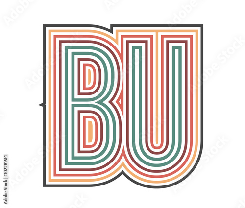 BU Initial Retro Logo company Outline. vector identity